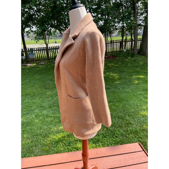 J. Crew Womens Merino Wool Tan Blazer Jacket With 3/4 Sleeves & Pockets Size S - Picture 3 of 8